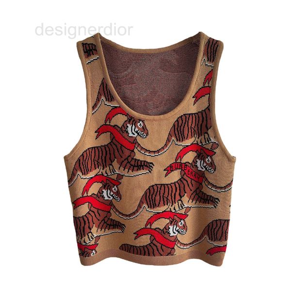 

women's sweaters designer b family series summer 2022 tiger jacquard pattern knitted wool vest sleeveless sweater 1azc, White;black