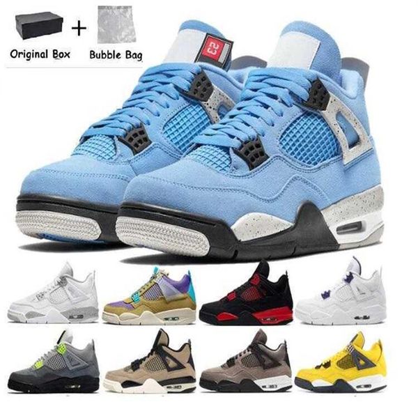 

university blue 4 4s mens basketball shoes motorcycle boots white oreo metallic purple black cat bred shimmer cactus jack men women kid181c