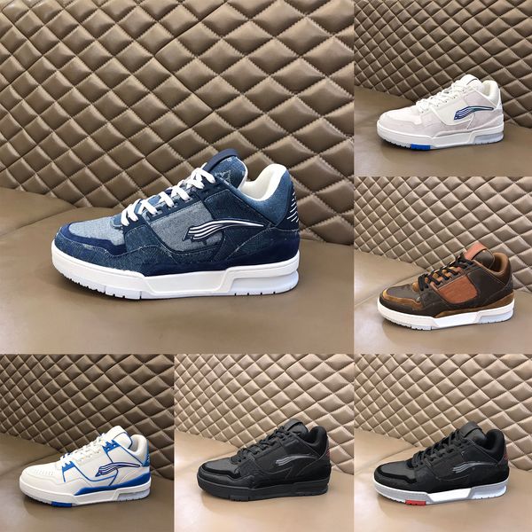 

men trainer sneaker designer casual shoes fashion dirty shoe classic leather retro skate shoe denim blue black white size39-44 with box