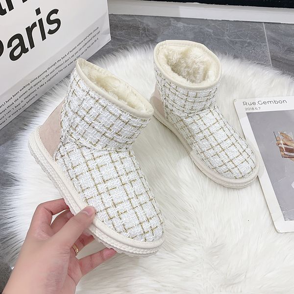 

cotton boots winter 2022 white lightweight breathable warm non slip durable firm soft bottom striped upper easy to wear for women, Black