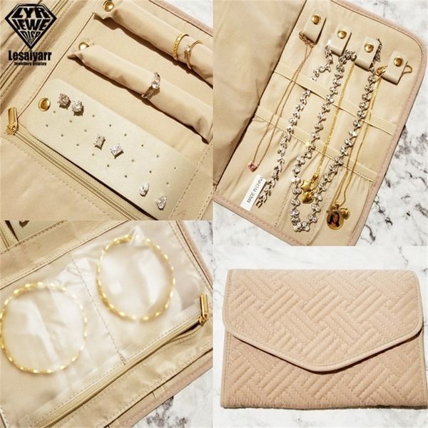 

jewelry boxes travel portable organizer roll foldable case for journeyrings necklaces earring storage bag 220916, Black;white