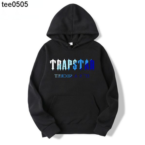 

new trapstar easy digital printing fashion men's and women's pullover hooded sweater, Black