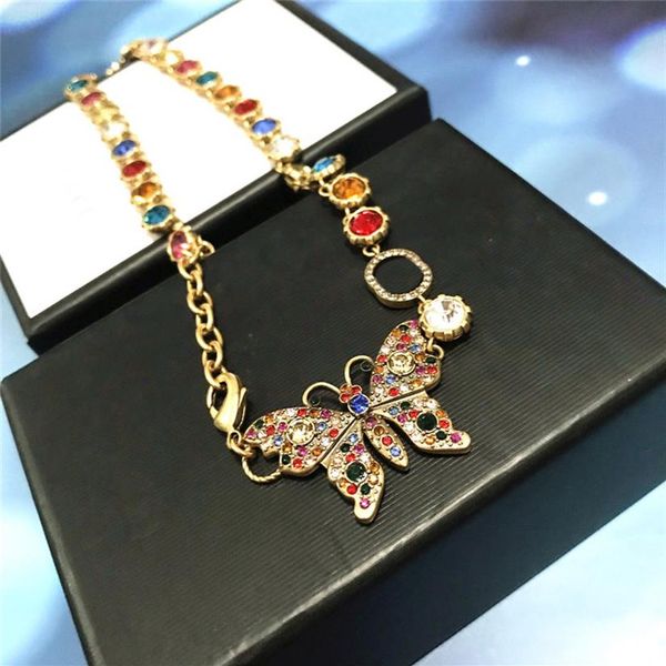 

women designer necklace gem butterfly pendant womens designers necklaces fashion crystal diamonds necklaces jewelry couples gift 2301f, Silver
