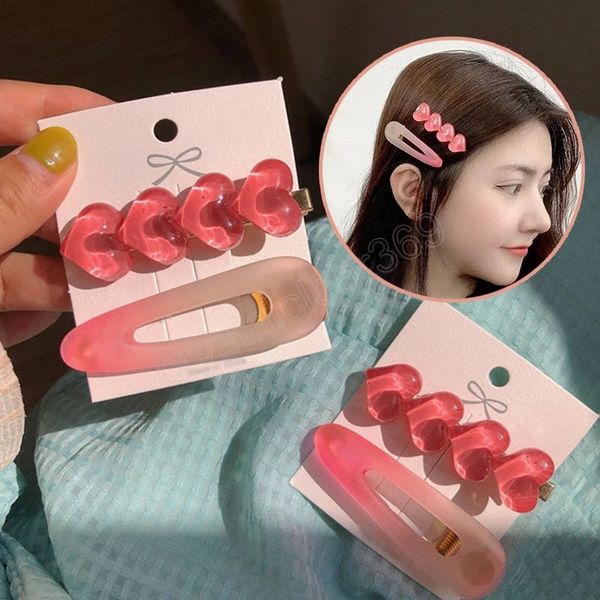 

geometric hair clip bang clips 2pcs cute barrettes women girls hair accessories pink heart headwear, Slivery;white