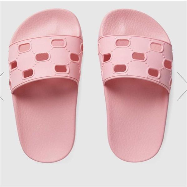 

with box men women fashion slippers luxury slides summer flat slipper trendy leather rubber sandal mens beach slide us 5-12286q, Black