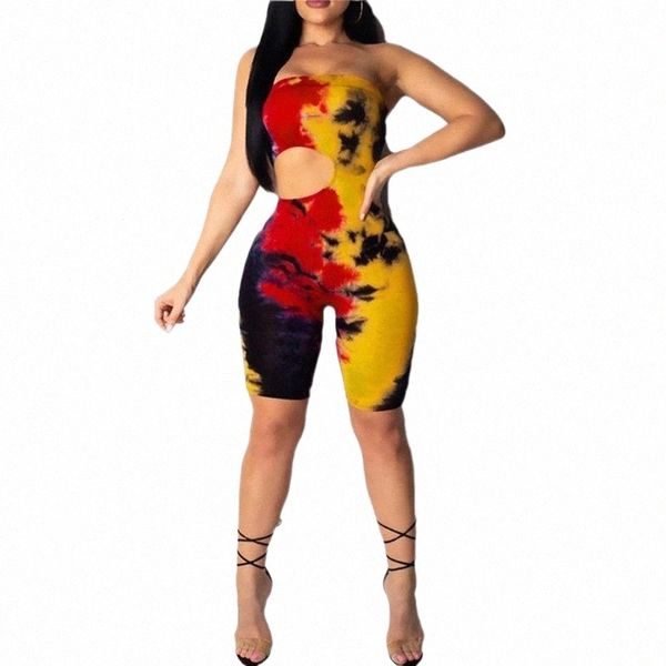 

tie-dye rompers women casual hollow out playsuit fashion one piece jumpsuit ladies off shoulder bodycon jumpsuits women's & b8jy#, Black;white