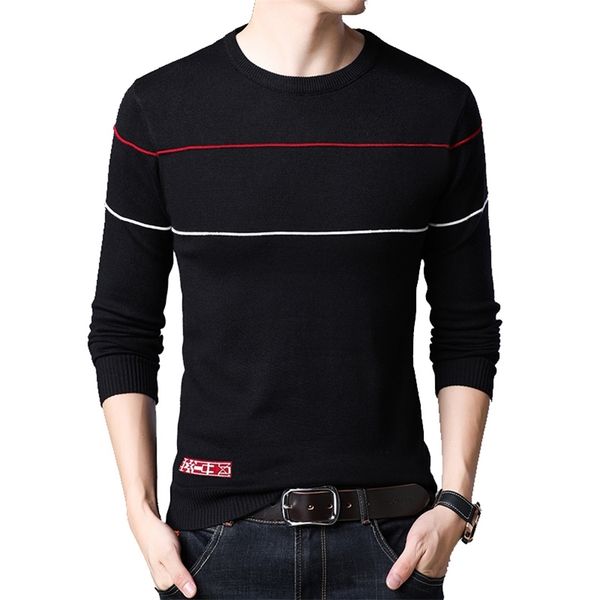 

men's sweaters browon brand autumn fashion casual men pullovers knitted striped male sweater men dress slim sweaters jersey clothing 22, White;black