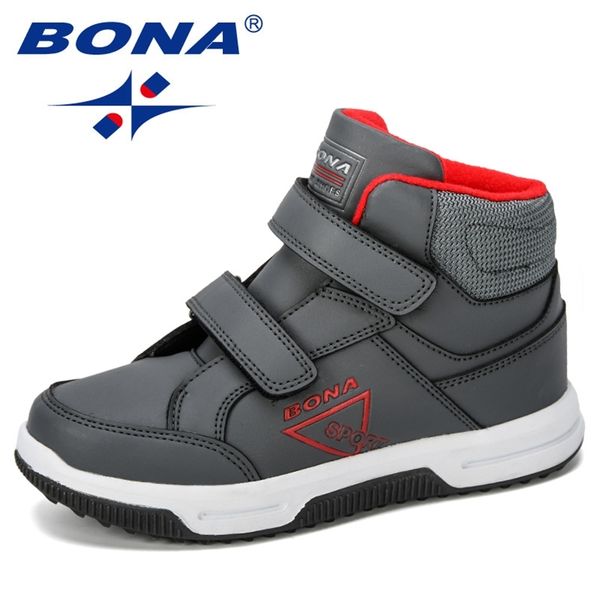 

boots bona designer autumn winter kids shoes classic children girls snow boots pu leather flats sneakers trendy 220919, Black;grey