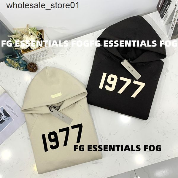 

men's hoodies sweatshirts essentials sweater new men's and women's season 8 1977 two color suede hooded sweater, Black