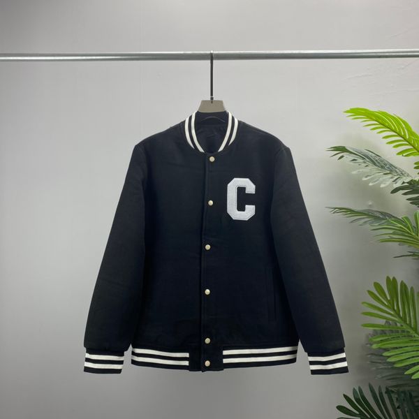 

black baseball uniform jacket college style towel embroidery simple atmosphere size s-xxl, Black;brown