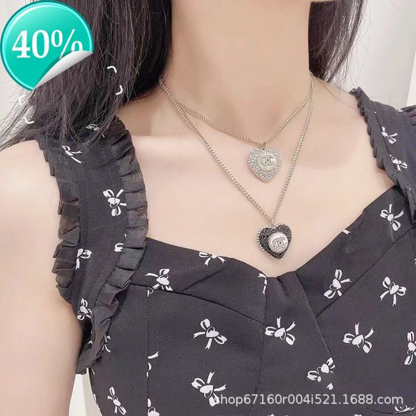 

high-end fashion design women's necklace xiangjia 22 autumn and winter new small fragrant letter love full diamond collar chain brass h, Silver
