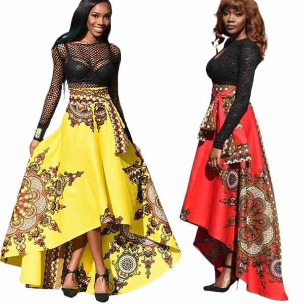 

skirts women high low asymmetrical irregular long skirt fashion women's floral print y1py#, Black