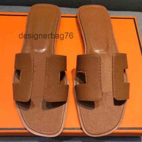 

designer sandals ladies leather herms slippers summer slipper beach h classic flat woman lady cartoon big head249h, Black