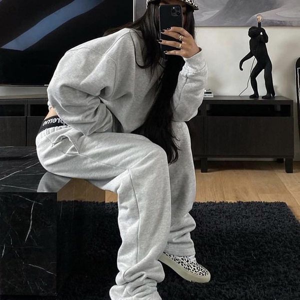 

askyurself og boys and girls hoodies sweatshirts the new high street embroidery round neck sweater vibe high street hip-hop loose lovers plu, Black