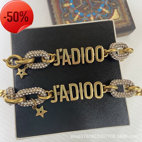 

50% off factory clearance sale designer new brand jewelry necklace charm d brass letter wide thick chain exaggerated di, Silver