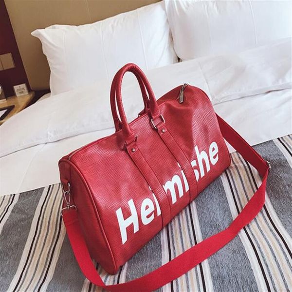 

fashion black water ripple 45cm duffle bag bag red luggage m53419 man and women duffel bags with lock tag206q