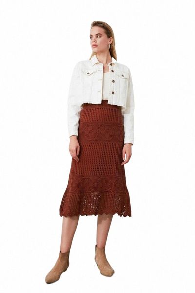 

skirts trendyol mesh detailed knitwear skirt twoaw21et0120 g6fw#, Black