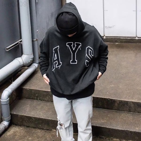 

askyurself towel boys and girls hoodies sweatshirts the new high street embroidered ays washed high street hoodie ask trend loose casual hoo, Black