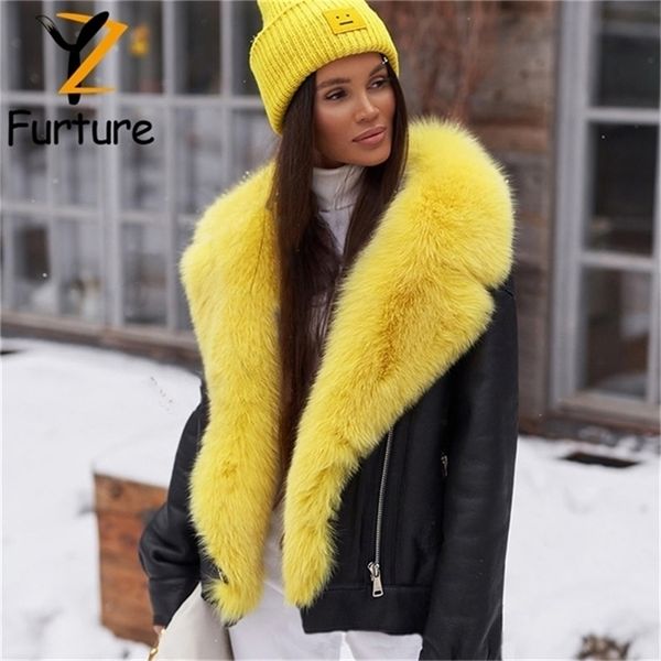 

women's fur faux selling genuine sheepskin jacket fashion collar overcoats coats with feather lining winter's women coat 220919, Black