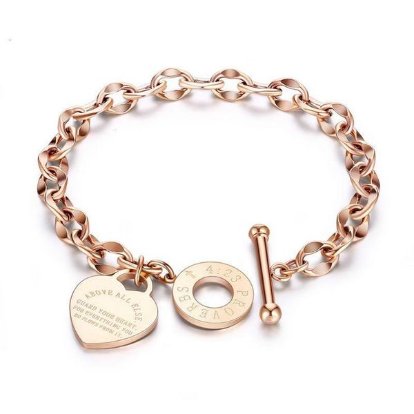 

new fashion heart bracelet round bracelet bible proverbs 423 titanium steel women's jewelry271e, Golden;silver