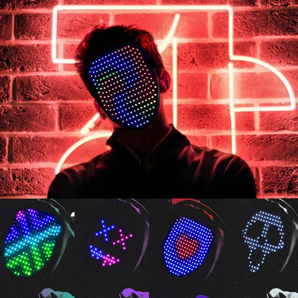 

halloween bluetooth rgb led mask diy picture animation text masks forcostume party game bar performance christmas carnival deco, Silver