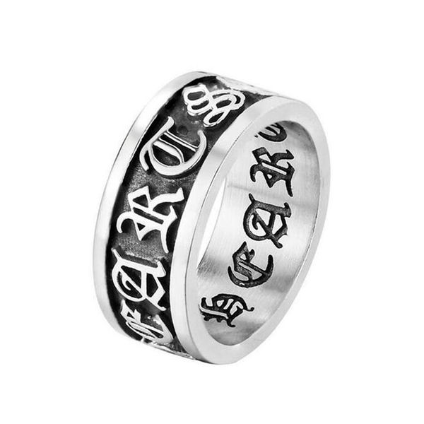 

personality vintage cross punk chrom&hearts titanium band rings silver brand stainless steel hip-hop rock motorcycle finger ring jewelr206j