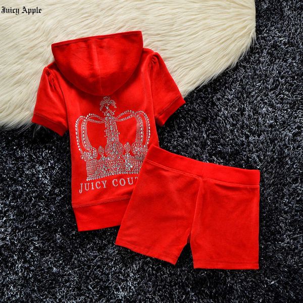

juicy apple women's tracksuits summer new hoodies and shorts sets sportswear jogging pants streetwear jackets suits, Gray