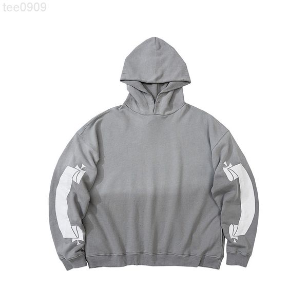 

american ask askyurself boys and girls hoodies sweatshirts the new high street destroyed and worn reel fleece men's loose hooded couple, Black