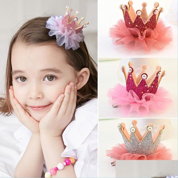 

wedding hair jewelry 30pcs lovely cute girls crown princess hair clip lace pearl shiny star headband hairpins band accessories drop d dhimo, Slivery;golden