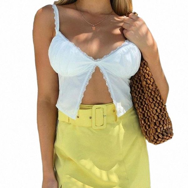 

women's tanks & camis white lace crop summer spaghetti strap backless cute tank for women clothes cami x3w6#