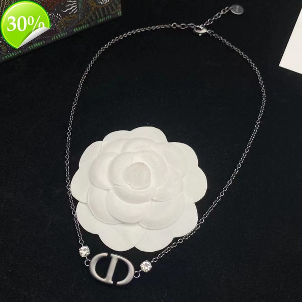 

designer women's fashion necklaces di family / d grey cd letter pig nose inlaid with rhinestone necklace feminine brass material, Silver