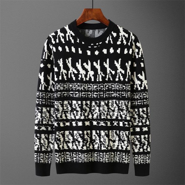 

sweaters wool with budge letters fashion sweatshirts knits long sleeevs outwears warm man sweater orange m-3xl q041, Black