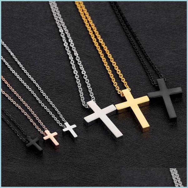 

pendant necklaces fashion women necklace men 18k gold 316l stainless steel cross pendant necklaces classical luxury chains pendants 9 dhya3, Silver