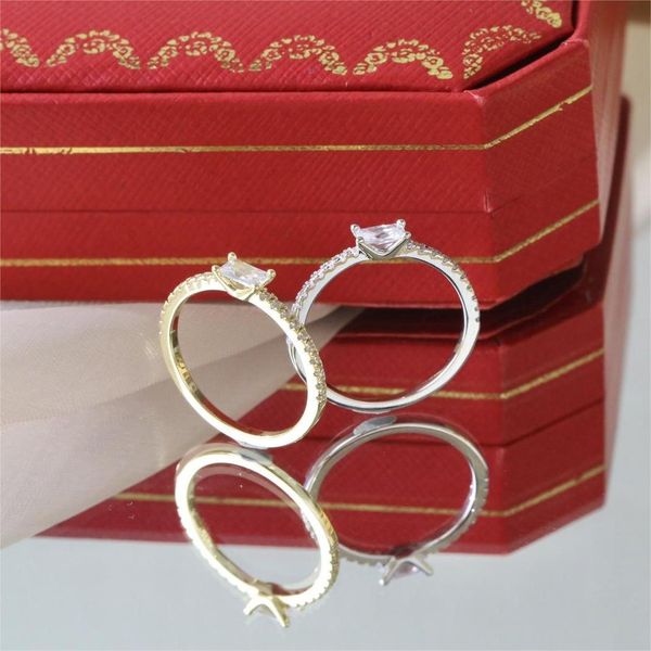 

classic brand love rings diamond couple band proposal engagement ring simple luxury hand jewelry accessories with box, Silver