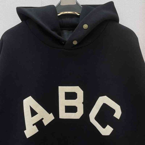 

men's hoodies sweatshirts correct version main line of the seventh season of fog abc flocking hooded and cashmere hooded men, Black