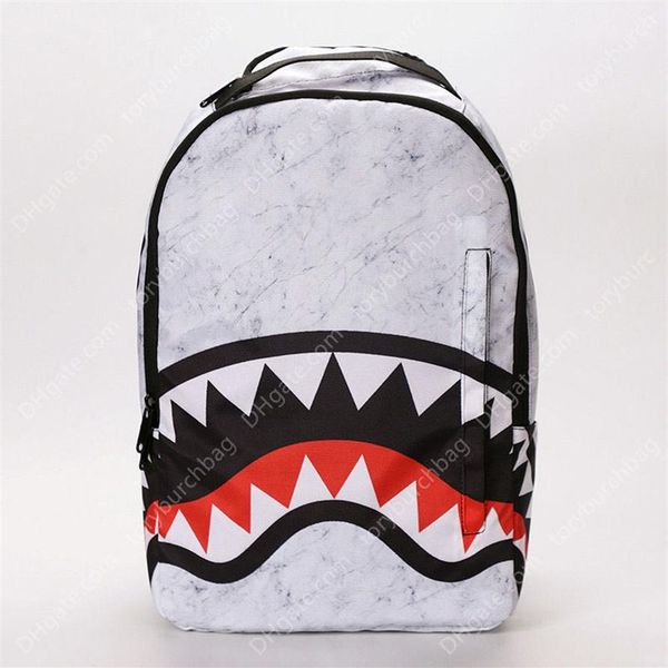

sg chaopai high school student schoolbag sprayground marble shark mouth creative personalized backpack231r