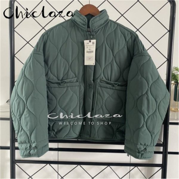 

womens down parkas chiclaza autumn winter women fashion casual loose parka coat female solid pocket warm outwear 220920, Black