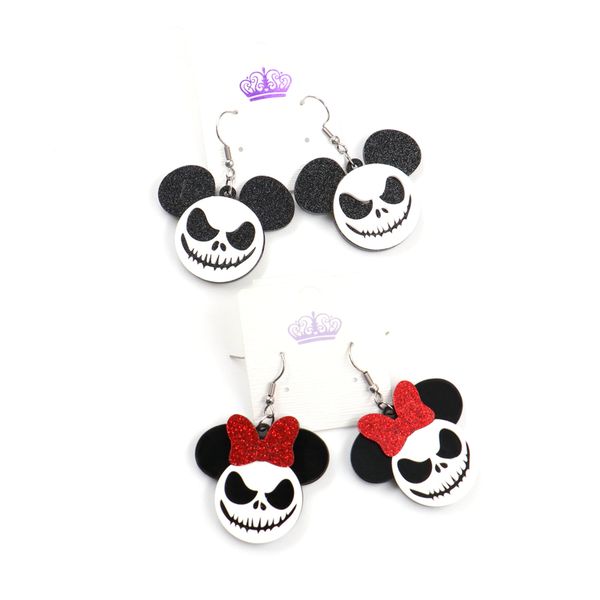 

dangle chandelier nightmare before christmas earrings mouse head jack holiday acrylic 220920, Silver
