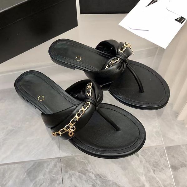 

designer women weave chain flip flops slippers france paris brand soft leather mule slides sandals lady natural low heel slipper luxurys des, Black