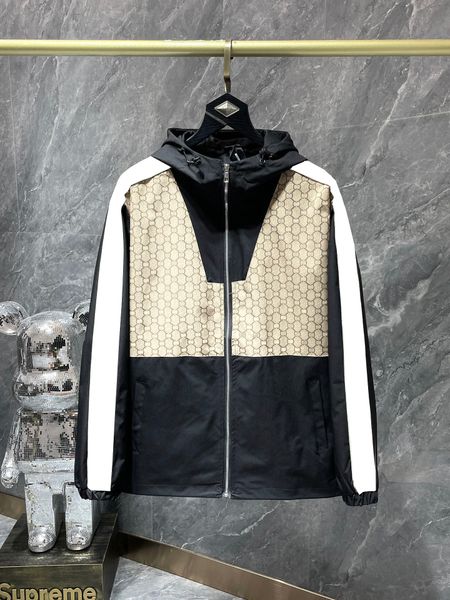 

men's jacket european and american brands autumn and winter round fashion one piece hat letter printing classic versatile handsome casu, Black;brown