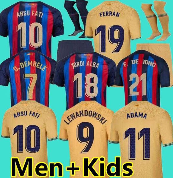 

memphis pedri raphinha soccer jersey ferran 22 23 ansu fati 2022 2023 gavi f. de jong barcelona dest kit shirt men kids sets uniforms, Black;yellow