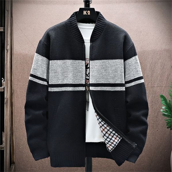 

men's sweaters autumn korean men fleece sweaters men's cardigan knitted sweatercoats baseball collar jacket m3xl 8899 220919, White;black