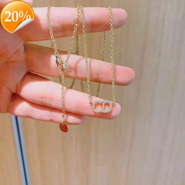 

high-end fashion design women's necklace d family cd letter inlaid diamond clavicle chain net red same high version jewelry for girlfri, Silver