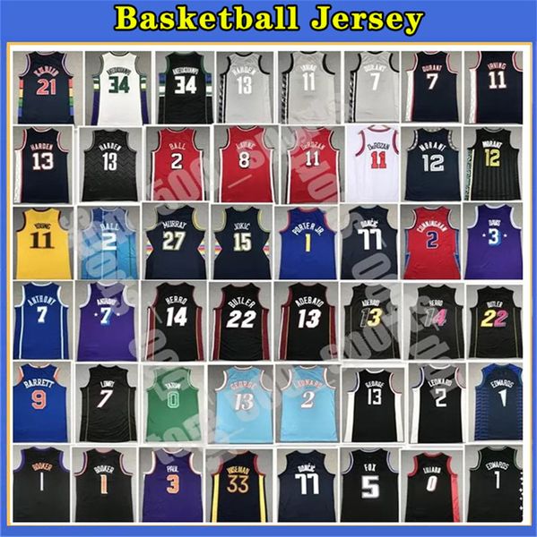 

basketball jersey ja morant stephen curry lamelo ball lillard trae young zach lavine devin booker kevin durant luka doncic antetokounmpo joe, Black;red