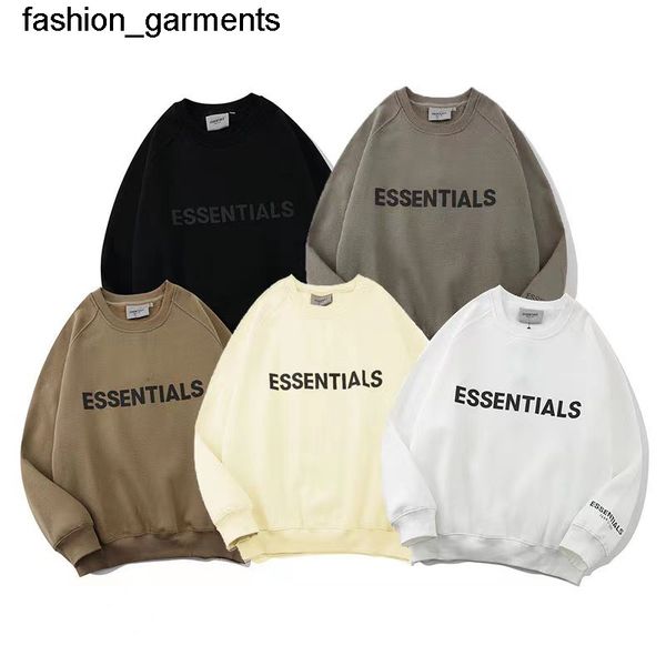 

men's hoodies sweatshirts chao brand double thread essentials three-dimensional glue pressing letter terry round neck pullover men&#039, Black