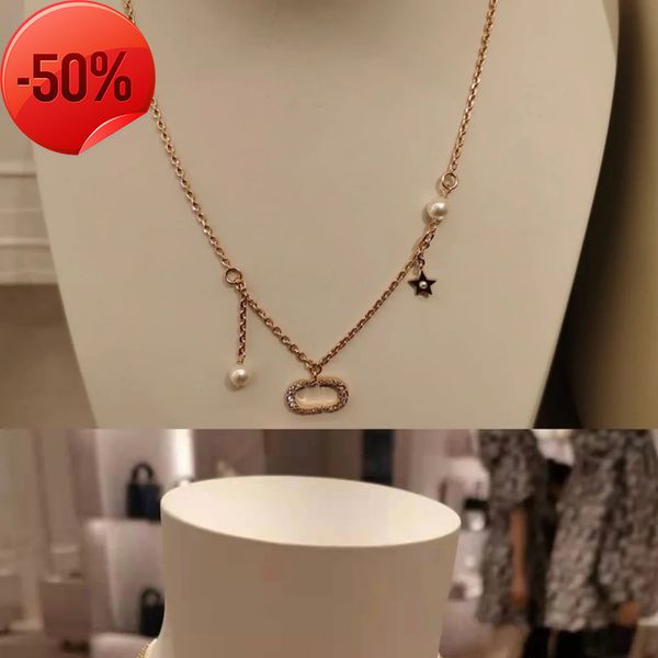 

50% off factory clearance sale designer new brand jewelry necklace charm 2022d's simple clavicle chain luxury encrusted, Silver