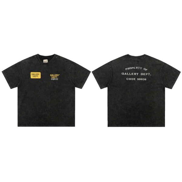 

designer galleryes fashion casual t shirts high street used wash water printed letters short sleeve oversize loose t-shirt, White;black