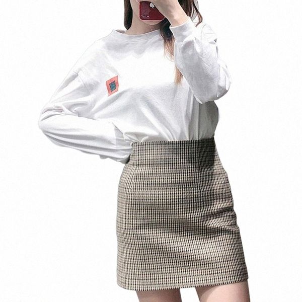 

skirts 2022 women's mini girls high waist korean version plaid skirt zipper summer retro bud office ladies empire m2hk#, Black