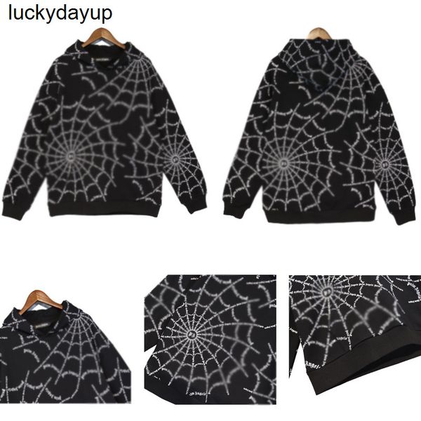 

men's hoodies sweatshirts guillotine bear sweater black spider web print autumn angels loose hoodie