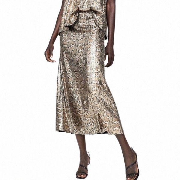 

skirts junelove women spring snake leopard sequined skirt vintage animal print female midi casual street lady bottoms o8cu#, Black